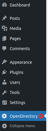 Click the Open Directory link in your admin dashboard to configure the plugin